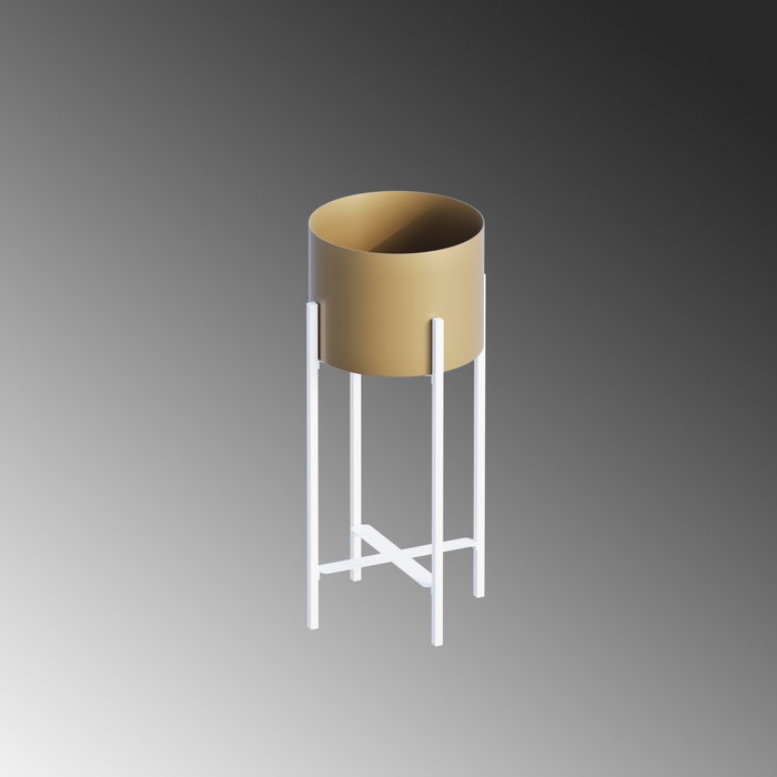 Aberto Design Maceta Decorativa GED-026-C Blanco y Dorado